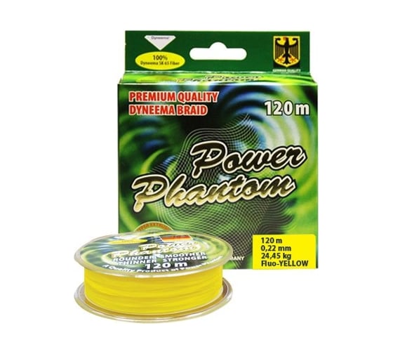 Изображение товара Шнур Power Phantom 4x, 120м, желтый, 0,36мм, 40.75кг 2092240_036120
