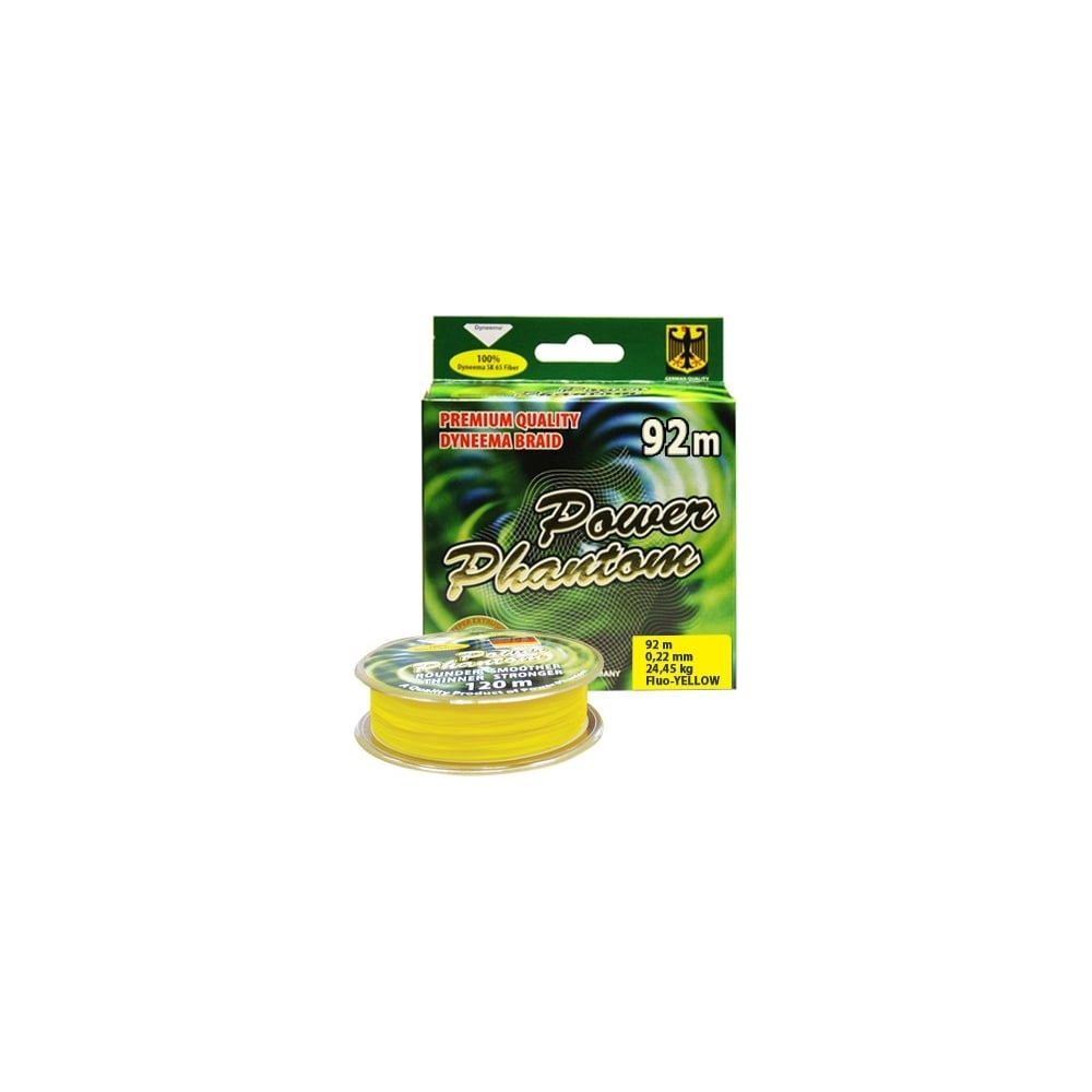 Изображение товара Шнур Power Phantom 4x 92м желтый полиэтилен плетеный разрыв 7.25кг