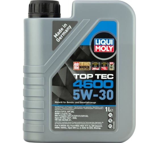 Изображение товара НС-синтетическое моторное масло LIQUI MOLY Top Tec 4600 5W-30 SN, C2/C3, 1л 2315