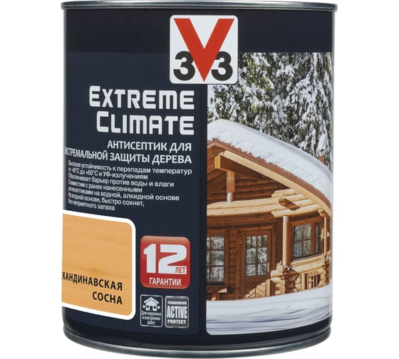 Изображение товара Акриловый антисептик для дерева V33 EXTREME CLIMATE полуглянец, скандинавская сосна 117423