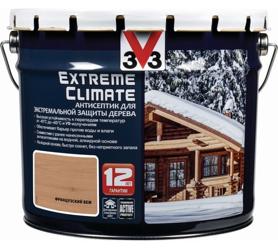 Изображение товара Акриловый антисептик для дерева V33 EXTREME CLIMATE матовый, французский беж 117453