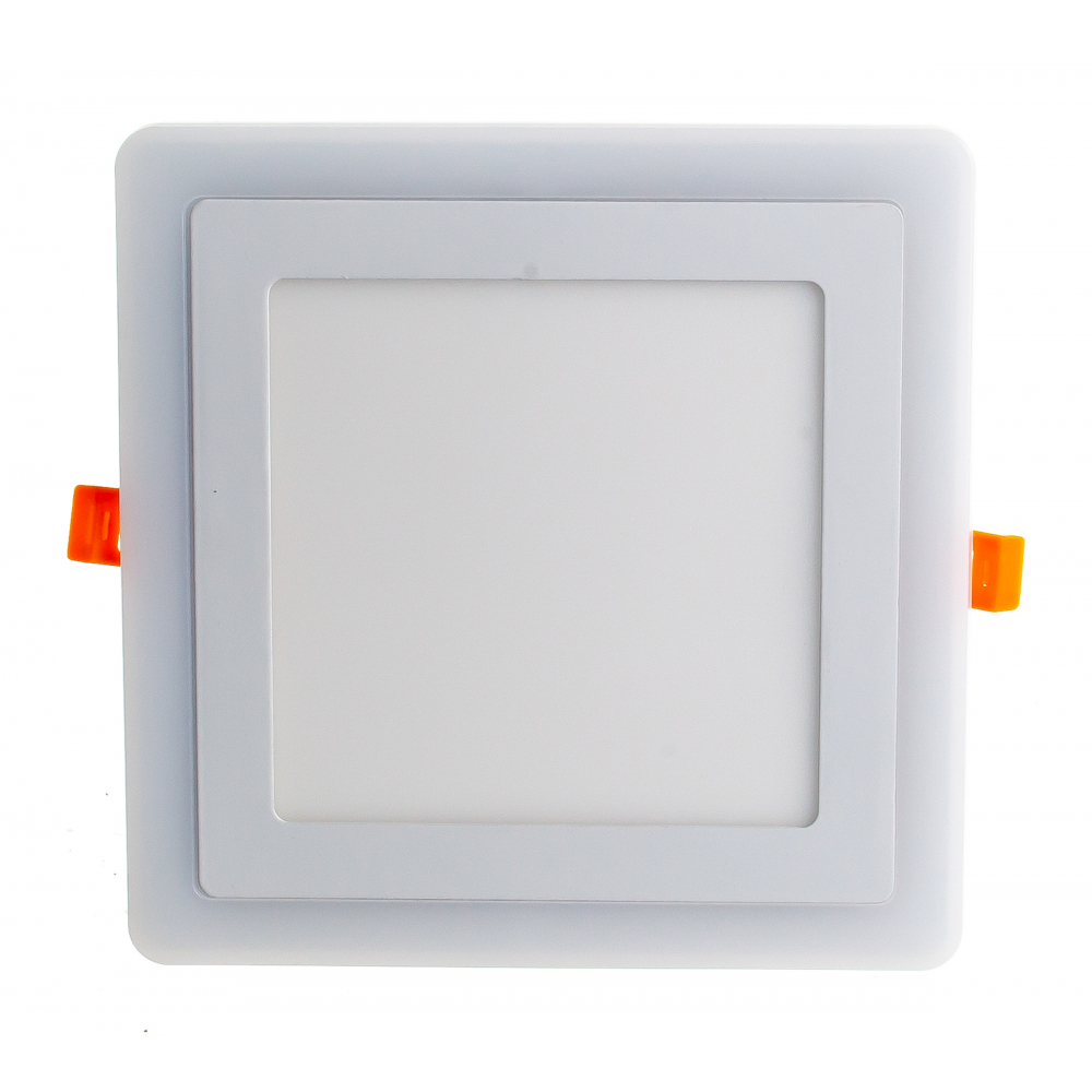 фото Встраиваемый светильник smartbuy led квадрат с подсветкой dlb 13w, 3000k+b, ip20 sblsq-dlb-13-3k-b