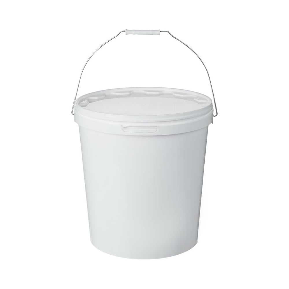 Изображение товара Ведро ООО Комус пластиковое 20 литров круглое с металлической ручкой с крышкой белое 1013169