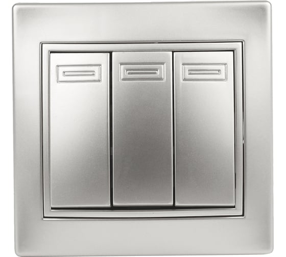 Изображение товара Тройной выключатель Intro 10А, 250В, IP20, СУ, Plano, алюминий Б0030050