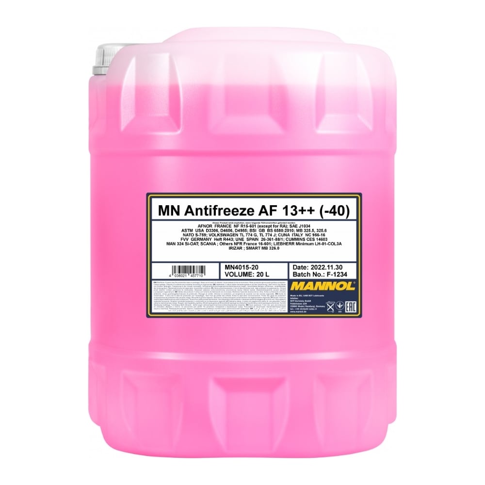 Изображение товара Готовый раствор охлаждающей жидкости MANNOL ANTIFREEZE AF13++ 20 л