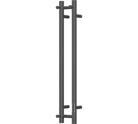 Изображение товара Дизайнерский электрический полотенцесушитель Bauedge BAU Stella 10x80, 2 коллектора, 1 крючок, черный матовый RAL 9005 DB-0074