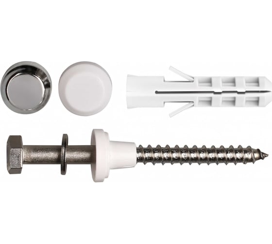 Изображение товара Комплект крепления унитаза ЕВРОПАРТНЕР белый+хром PWC40, 8x40, НЕРЖ А2, 2 шт. 87657