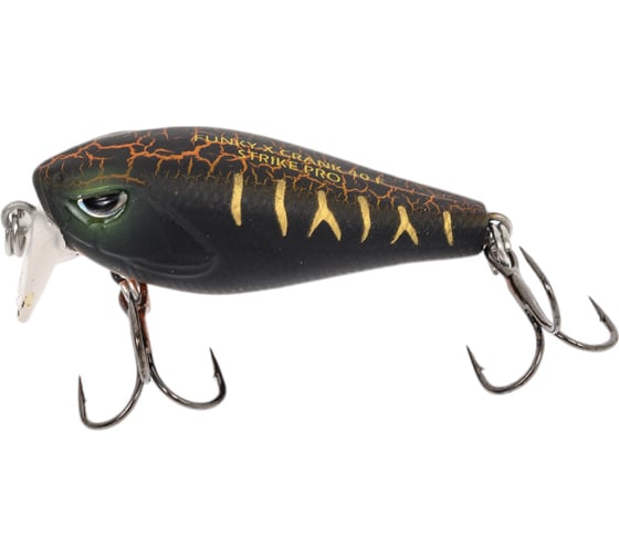 Изображение товара Воблер Strike Pro Крэнк Funky-X Crank, Medium Trank 36F, цвет: A208S Black Mat Tiger EG-239#A208S