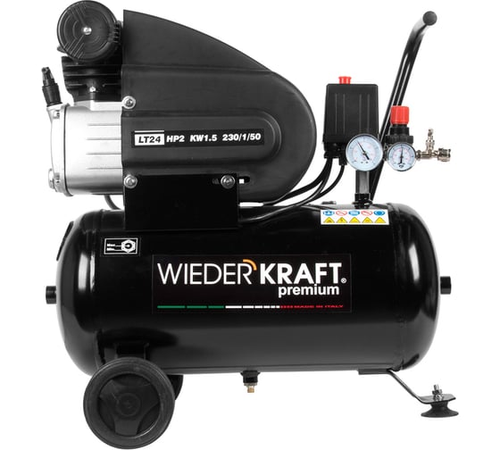 Изображение товара Масляный поршневой компрессор с прямым приводом WIEDERKRAFT 225 л/мин, 24л., WDK-90225