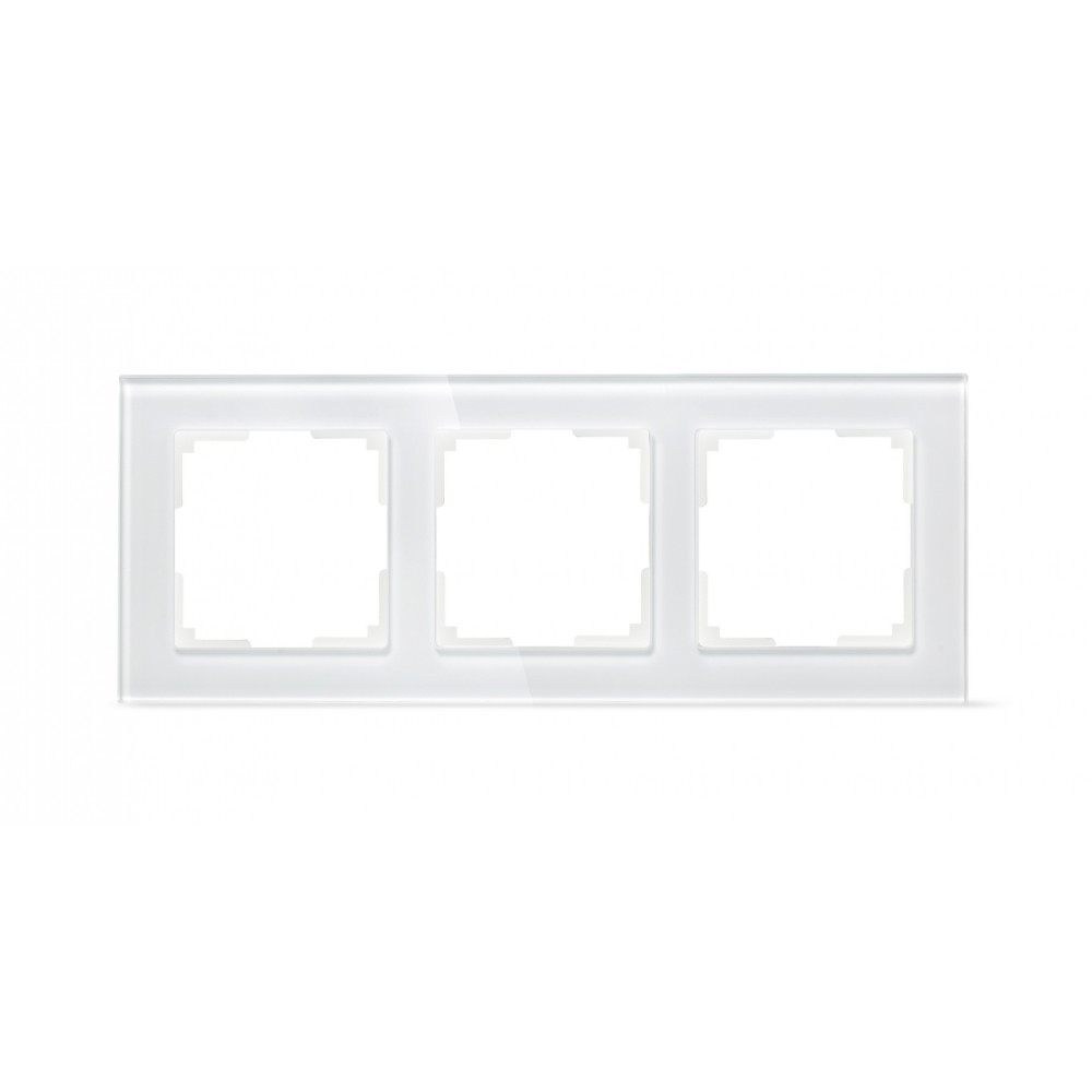 Рамка smartbuy 3-местная стекло белая нептун sbe-05w-glass-fr-3 - фото 1