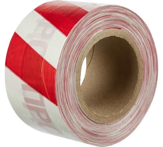 Изображение товара Оградительная лента ООО Комус Проход запрещен, красно-белая, 75 мм, 250 м, 6 шт. в упаковке 1836654