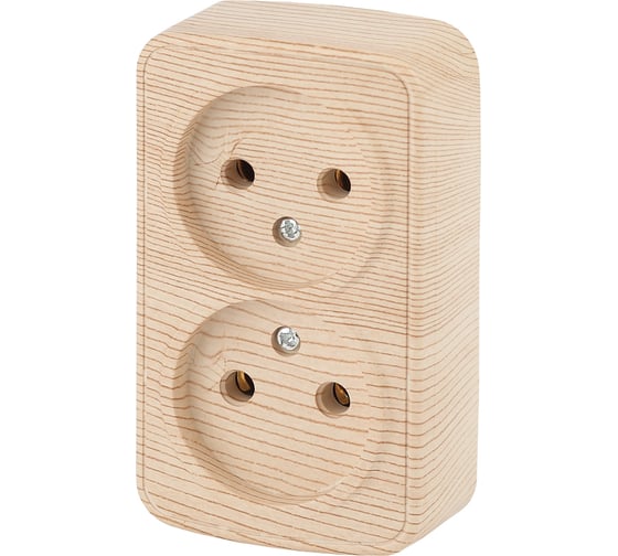 Изображение товара Розетка Intro 320311 2х2P, 16А, 250В, IP20, ОУ, Polo, сосна Б0036109