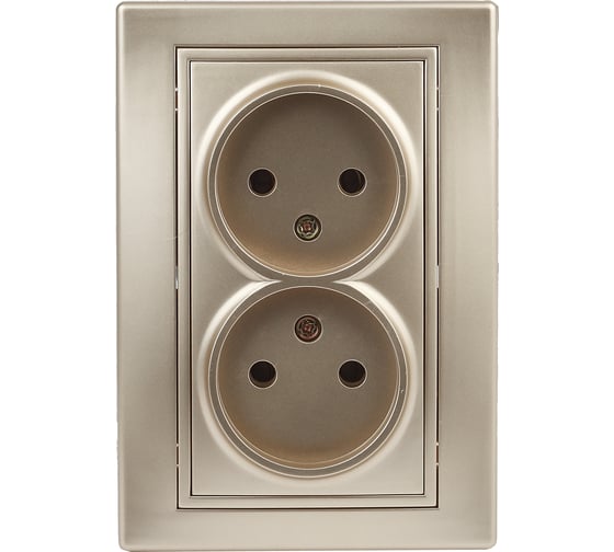 Изображение товара Розетка Intro 2х2P, 16А, 250В, IP20, СУ, Plano, шампань Б0030067