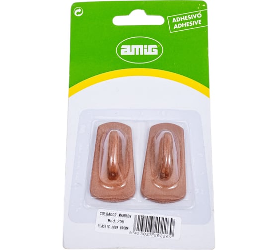 Изображение товара Крючок Amig мод.208, коричн, пластик, блистер 20226