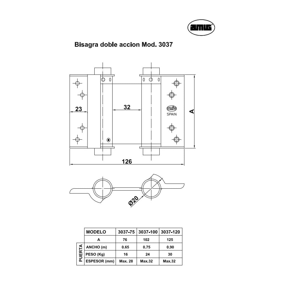 Изображение товара Пружинная двойная петля Amig никель 3037-100 NI