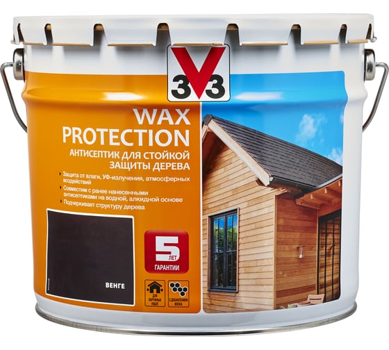 Изображение товара Алкидный антисептик для дерева с добавлением воска V33 WAX PROTECTION венге 117385