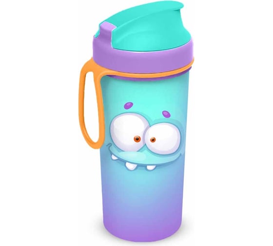 Изображение товара Детский стакан с крышкой, петлей и декором Пластишка 400 мл, голубой 431331102