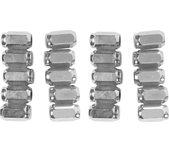 Изображение товара Комплект закрытых колёсных гаек, FORCE L=35мм, под 6-гранную ключ/головку 19мм, для дисков со сферической посадкой 1/2"RH, 20шт. 642220