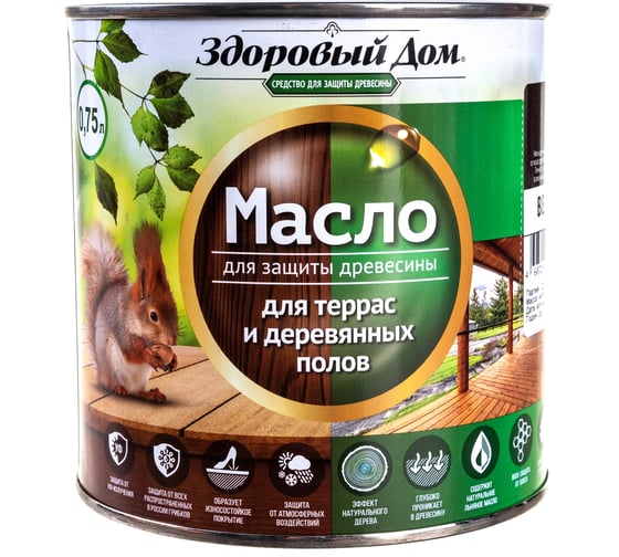 Изображение товара Масло для террас и деревянных полов Здоровый Дом венге 0,75 л Лк-00009557