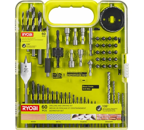 Изображение товара Набор сверл и бит (60 шт.) Ryobi RAKDD60 5132004664
