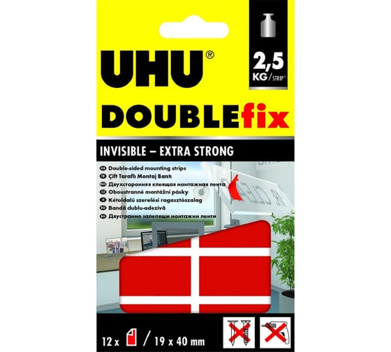 Изображение товара Двусторонние клеевые подушечки для стекла DOUBLEfix 12 шт. UHU 45515