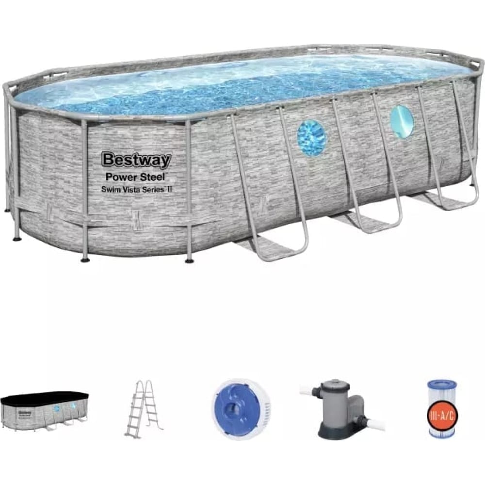 Каркасный овальный бассейн BestWay бассейн надувной bestway 57270 bw 305x76 см насос в комплекте