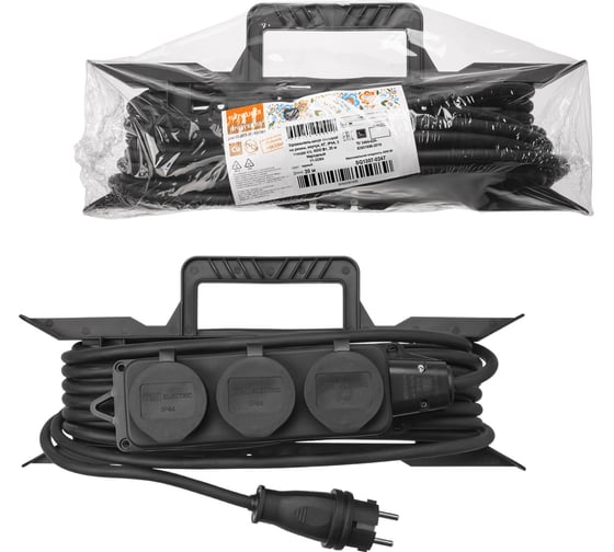 Изображение товара Силовой удлинитель-шнур TDM ELECTRIC на рамке, каучук, кг, ip44, 3 гнезда, с заземлением, 4000 вт, 20 м, народный SQ1307-0247