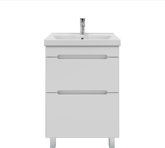 Изображение товара Тумба напольная адель 50 с раковиной фест 50 (комплект) для ванной комнаты Sanstar белая 210.1-1.4.1.КФЕС