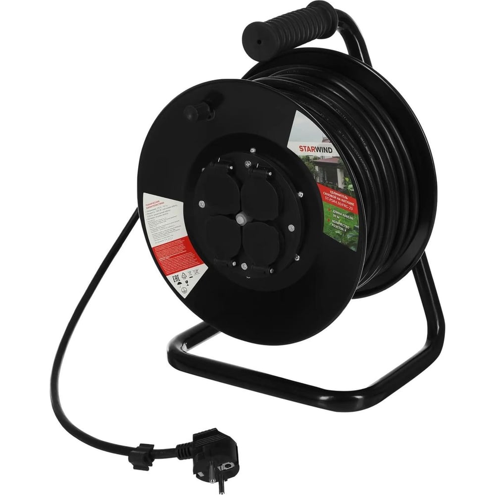 Изображение товара Силовой удлинитель STARWIND ST-PSR4.30/FRG-20, 30м, 4 розетки, 20A