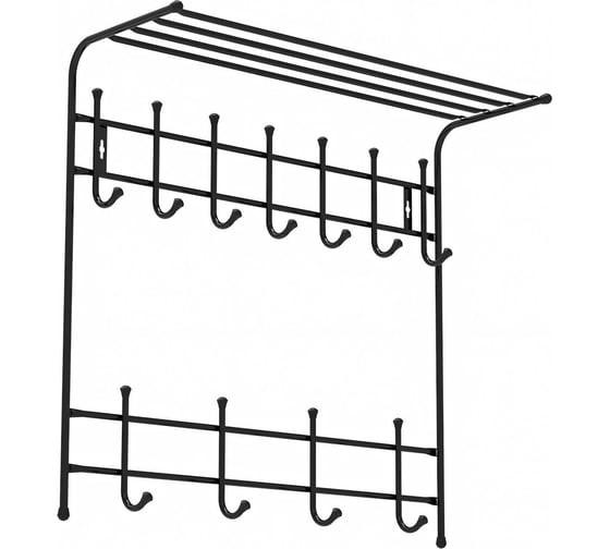 Изображение товара Настенная вешалка с полкой Nika 11 крючков, черная ВПТ11ч