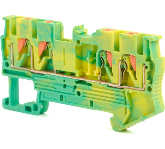 Изображение товара 4-проводной проходной пружинный зажим STEKKER зни - 2,5, jxb pt 2,5, желтый, зеленый ld574-1-25, 100 штук в упаковке 49261
