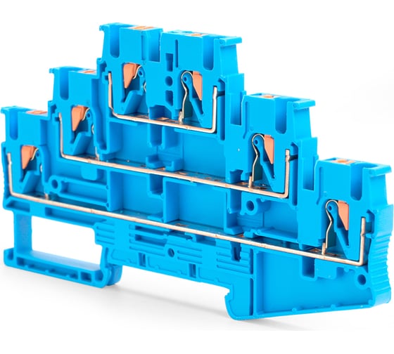 Изображение товара 6-проводной проходной пружинный зажим STEKKER зни - 2,5, jxb pt 2,5, синий ld579-2-25, 50 штук в упаковке 49256