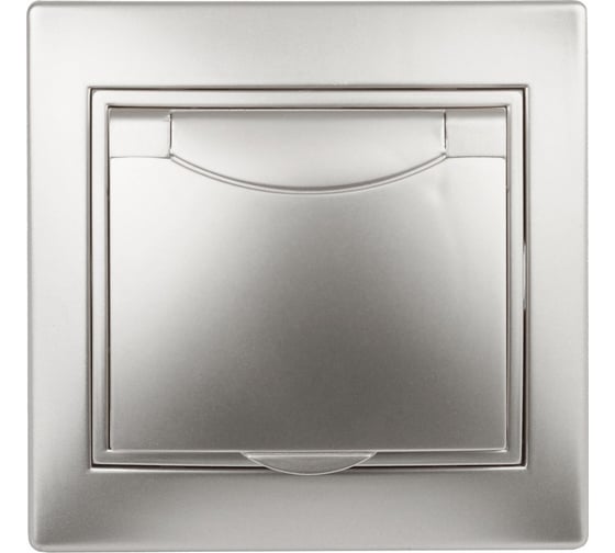 Изображение товара Розетка Intro 2P+E Schuko с крышкой, 16А, 250В, IP20, СУ, Plano, алюминий Б0030062