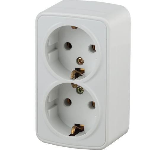Изображение товара Розетка Intro 320401 2х2PE Schuko,16А, 250В, IP20, ОУ, Polo, белый Б0036100