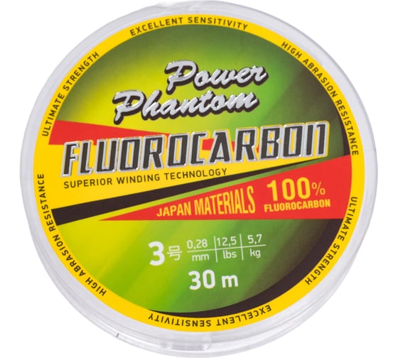 Изображение товара Леска Power Phantoм Fluorocarbon, 3,0 0.28мм, 5.7 кг, прозрачный, 30м PPF30028