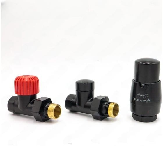 Изображение товара Комплект для прямого подключения с термоголовкой Vario Term Royal чёрный матовый ROGS0224CFP