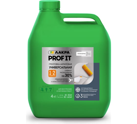 Изображение товара Акриловый универсальный грунт Лакра PROF IT 4 кг Лк-00008172