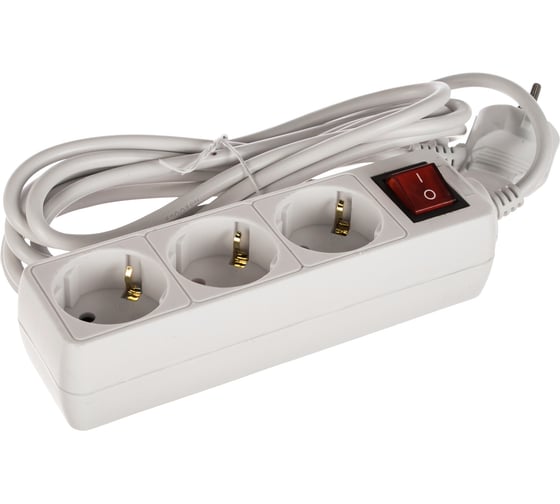 Изображение товара Сетевой удлинитель PERFEO с кнопкой POWERMATE 3,0м 3 розетки белый 30 012 510