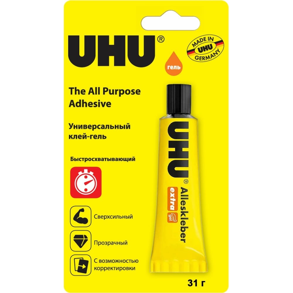 Универсальный клей UHU клей универсальный контакт гель 1 г 3 шт