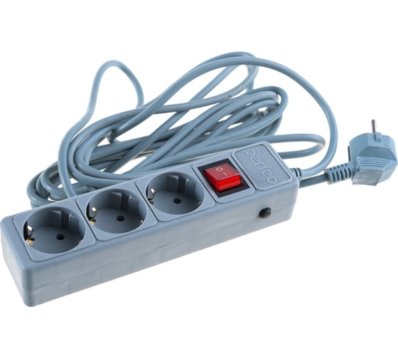 Изображение товара Сетевой фильтр PERFEO POWER+ 5,0м 3 розетки серый 30 012 500