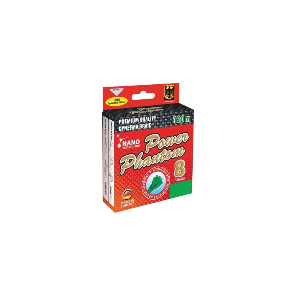 Изображение товара Шнур Power Phantom 8x, 120 м, зеленый, 0.10 мм, 9,15кг 2093205010120