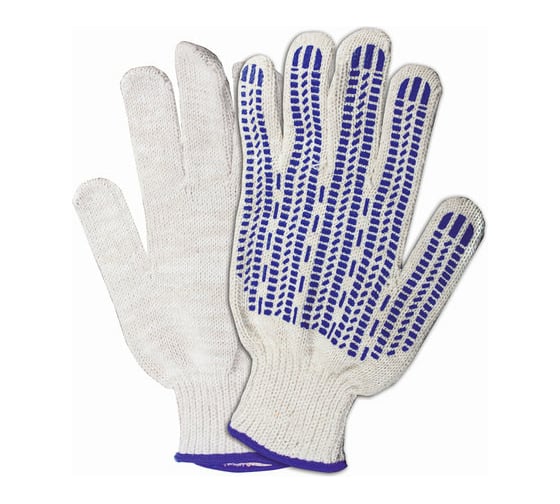 Изображение товара Хлопчатобумажные перчатки LAIMA, 1 ПАРА, 7 класс, 70 г, 233 текс, ПВХ-протектор, ПРЕМИУМ, 601913