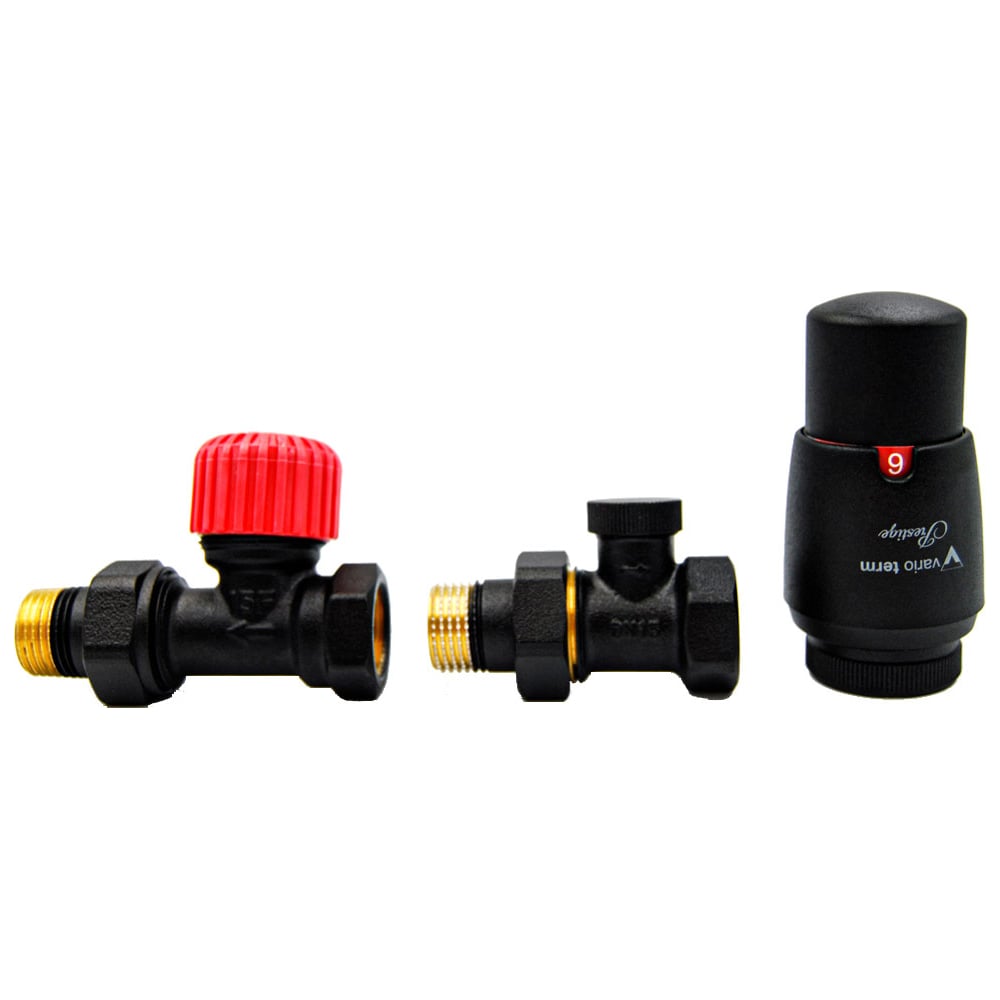 Изображение товара Комплект для прямого подключения с термоголовкой Vario Term Elegant чёрный матовый ELGS0224C/FP