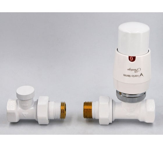 Изображение товара Комплект для прямого подключения с термоголовкой Vario Term Elegant белый ELGS0206C/FP