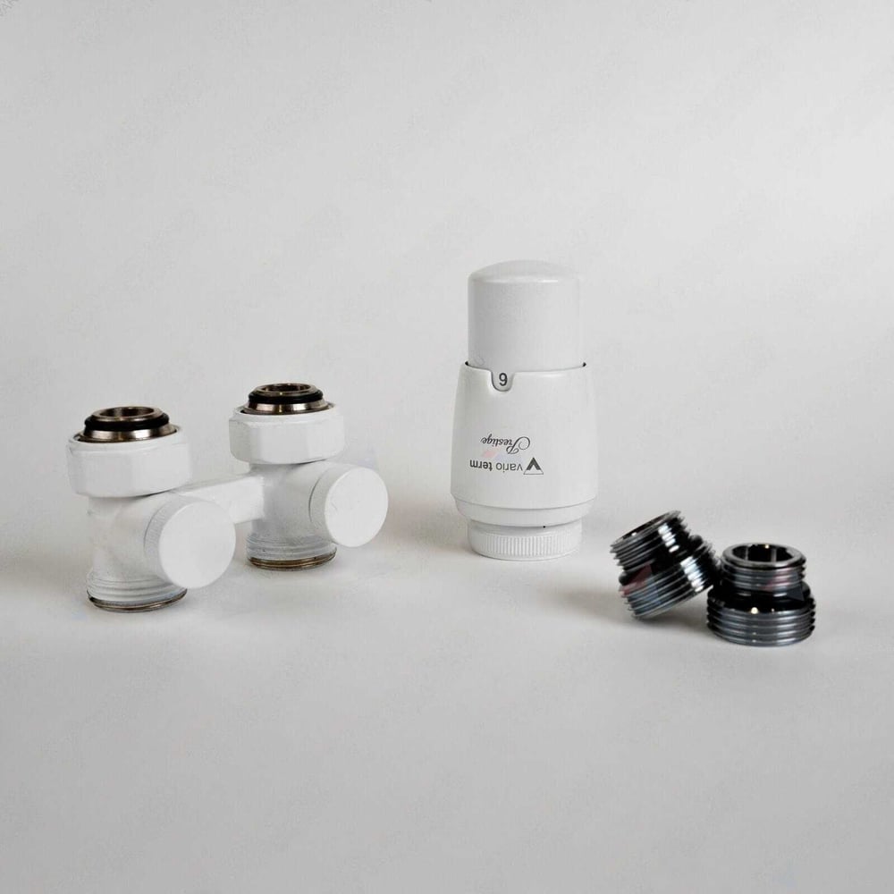 Изображение товара Комплект для отопления с термоголовкой Vario Term Premium Eleganckie белый матовый