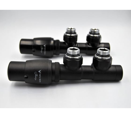 Изображение товара Комплект для углового подключения с термоголовкой Vario Term Twins левый чёрный структурный TSGS0214CFK/L