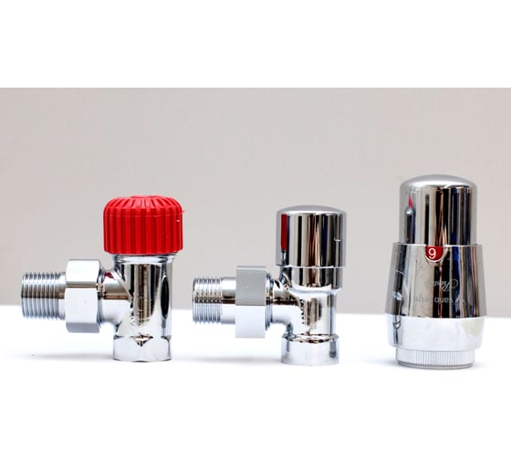 Изображение товара Комплект для углового подключения с термоголовкой Vario Term Royal хромированный ROGS0202CFK