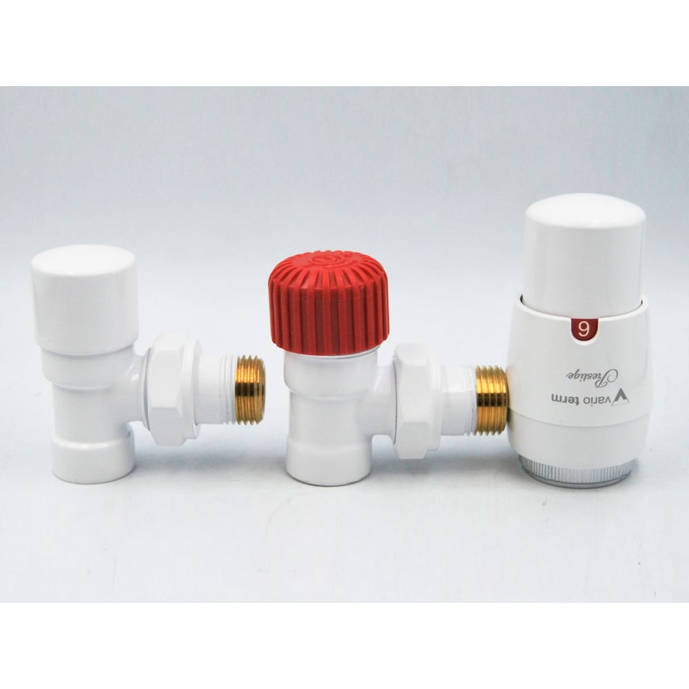 Изображение товара Комплект для углового подключения с термоголовкой Vario Term Royal белый ROGS0206CFK