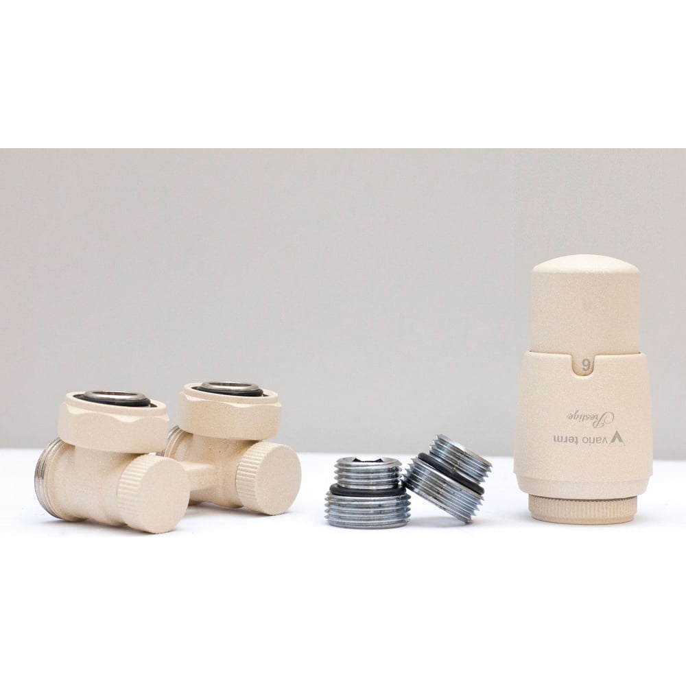 Изображение товара Комплект для углового подключения с термоголовкой Vario Term Premium Eleganckie 3/4F-3/4M латунь