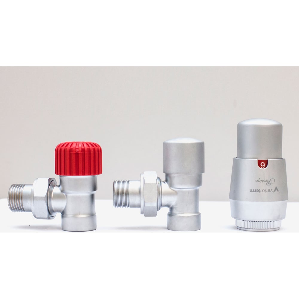 Изображение товара Комплект для углового подключения с термоголовкой Vario Term Royal сатин ROGS0203CFK